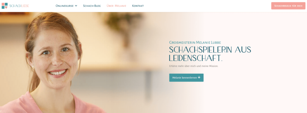 Melanie Lubbe auf ihrer Website schachliebe.de